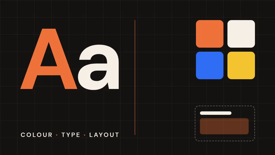 Typography, colour swatch and layout cover for the AI-Assisted Brand Design course